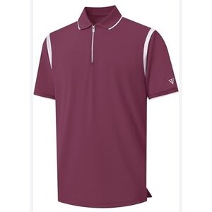 Maelreg Men's Performance‎ Golf Polo  Shirt Burgundy/White Short Sleeve 2XL